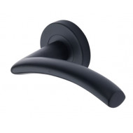Centaur Curved Lever Handles on Rose in Matt Black