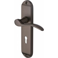 Maya Lever Handles on Backplate in Matt Bronze