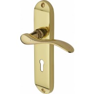 Maya Lever Handles on Backplate in Polished Brass