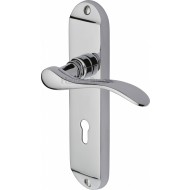 Maya Lever Handles on Backplate in Polished Chrome