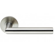 Mitered Contemporary Stainless Steel Levers on Rose