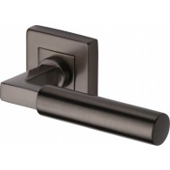 Bauhaus Lever Handles on Square Rose in Dark Matt Bronze