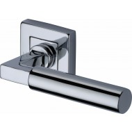 Bauhaus Lever Handles on Square Rose in Polished Chrome