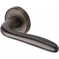 Columbus Lever Handles on Rose in Matt bronze