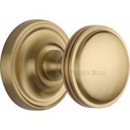 Whitehall Half Reeded Door Knobs in Satin Brass