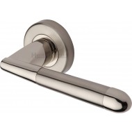 Turin Modern Lever Handles on Rose in Polished Dual Nickel