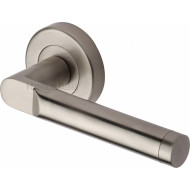 Celia Lever Handles on Rose in Satin Nickel