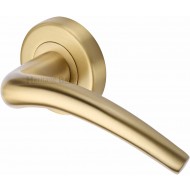 Wing Lever Handles on Rose in Satin Brass