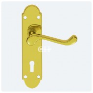 oakley lever on lock backplate polished brass