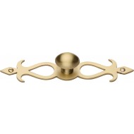 Cabinet Knobs On Decorative Backplate Satin Brass