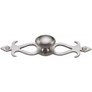 Cabinet Knobs On Decorative Backplate Satin Nickel