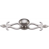 Cabinet Knobs On Decorative Backplate Satin Nickel