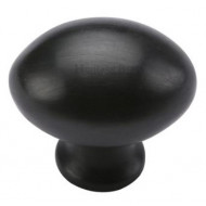 Victorian Oval Cabinet Knobs Matt Black