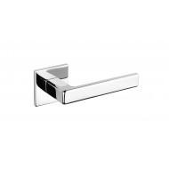 Portel Square Lever Handles On Rose in Polished Chrome
