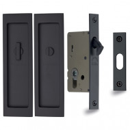 Rectangular Pocket Door Privacy Set In Matt Black