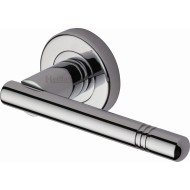 Alicia Bar Lever Handles on Rose in Polished Chrome