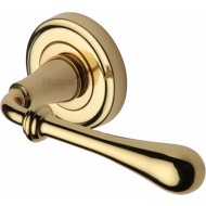 Roma Regency Lever Handles on Rose in Polished Brass