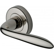 Sutton Lever Handles on Rose in Polished Nickel