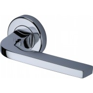 Bellagio Lever Handles on Rose in Polished Chrome