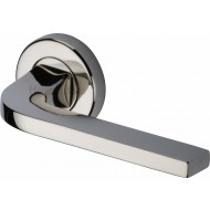 Bellagio Lever Handles on Rose in Polished Nickel