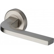 Bellagio Lever Handles on Rose in Satin Nickel