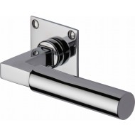 Bauhaus Lever Handles on Slim Square Rose in Polished Chrome