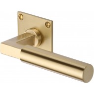 Bauhaus Lever Handles on Slim Square Rose in Satin Brass