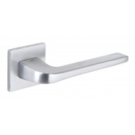 Canha Square Lever Handles On Square Rose in Satin Chrome