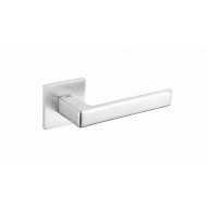 Portel Lever Handles On Square Rose in Satin Chrome