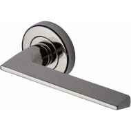 Pyramid Straight Lever Handles on Rose in Polished Nickel