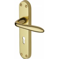 Sutton Lever Handles on Backplate in Polished Brass