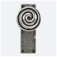 Finesse Design Pewter Swirl Knobs on Plain Latch Backplate