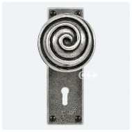 Finesse Design Pewter Swirl Knobs on Keyhole Backplate