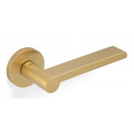 Valli H1054 Lever Handles on Round Rose in Satin Brass