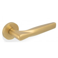 Valli H359 New York Lever Handles on Round Rose in Satin Brass