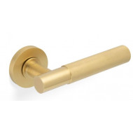 Valli H379 Knurled Lever Handles on Round Rose in Satin Brass