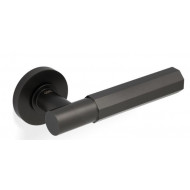 Valli H379 Knurled Lever Handles on Round Rose in Dark Bronze