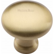 Victorian Round Cabinet Knobs Satin Brass