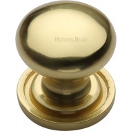 Victorian Round Cabinet Knobs On Rose Polished Brass