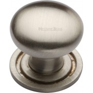 Victorian Round Cabinet Knobs On Rose Satin Nickel