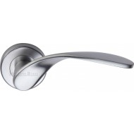 Volo Wing Lever Handles on Rose in Satin Chrome