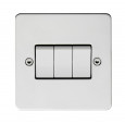 flat plate range 3 gang 2 way switch in polished stainless steel finish 