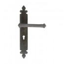 Tudor Lever Handles Keyhole Lock Backplate Beeswax