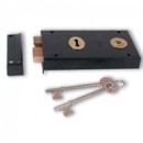 Union 1448 Black Rim Lock with Brass Fittings