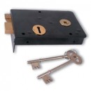 Union 1439 Black Rim Lock with Brass Fittings