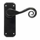 Monkeytail Door Lever Handles on Plain Backplate Black