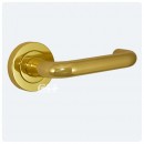 Brass Return To Door Safety Lever on Rose