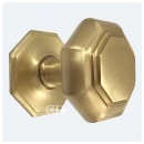 Croft Flat Octagonal Centre Door Knobs Brass or Bronze