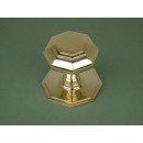 Octagonal Centre Door Pull Knob Polished Brass