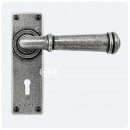 Finesse Design Pewter Durham Lever Handles on Keyhole Backplate